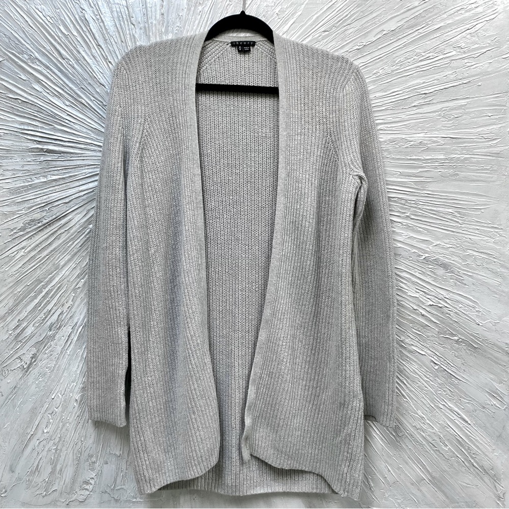 Theory Light Gray Ribbed Cardigan - Picture 5 of 5